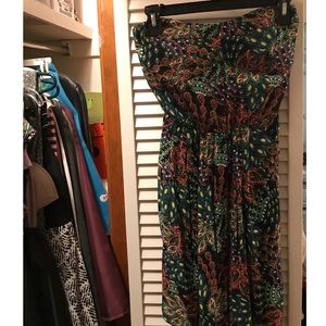 multicolor strapless dress